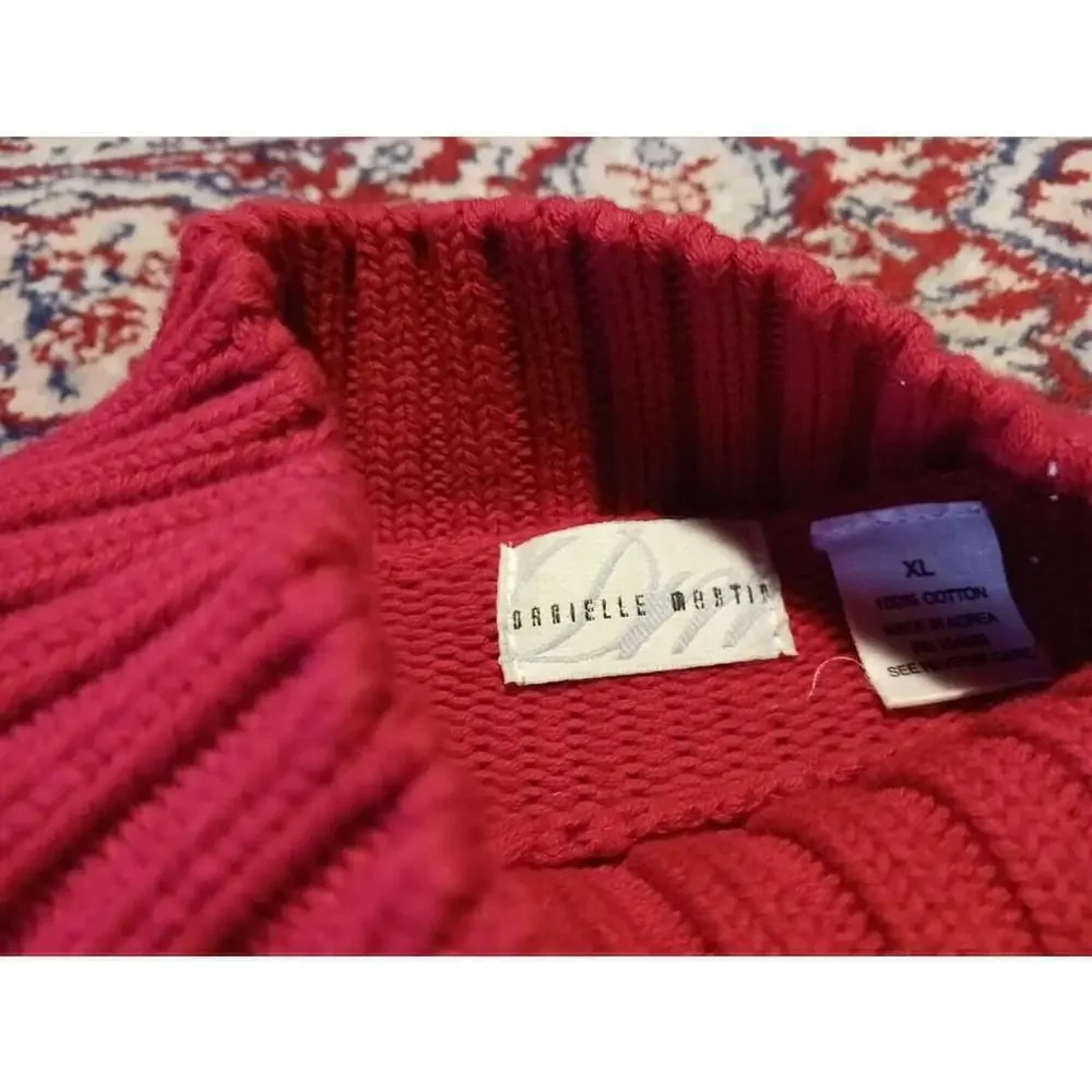 Danielle Martin Red White Snowflake Christmas Sweater XL